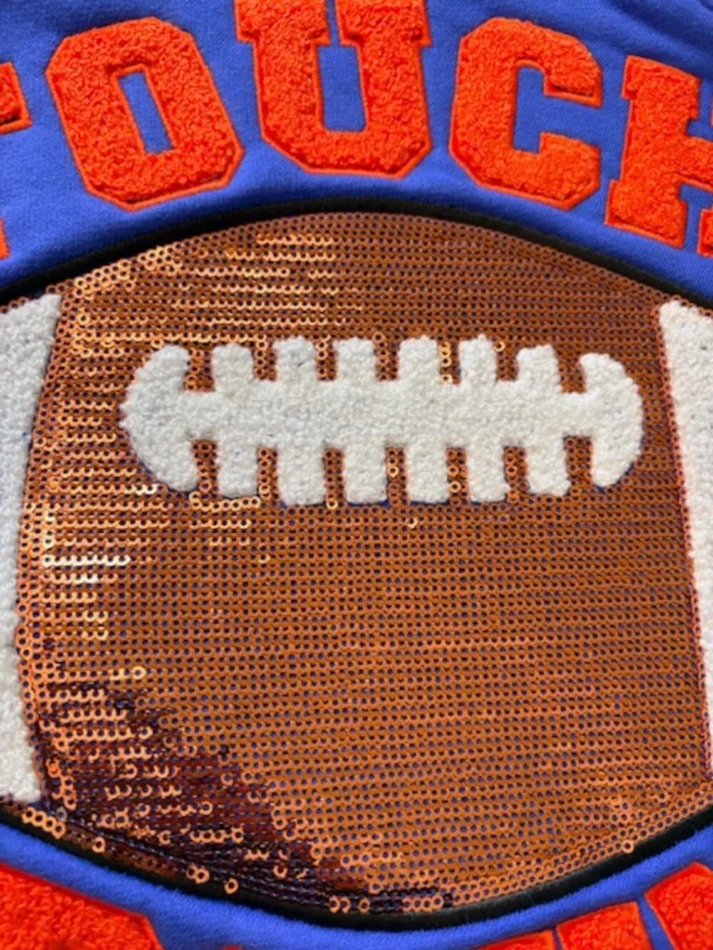 Anna & Ava Sequin Football Touch Down Cropped Oversize Sweatshirt Womens S/M NWT - Picture 9 of 14